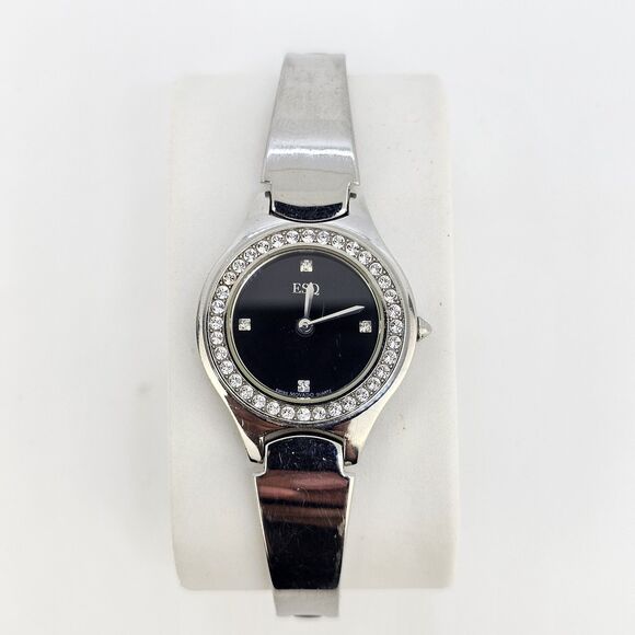 ESQ By Movado Swiss Women’s Watch 25MM Black Dial Gray Bracelet 6" New Battery - Picture 1 of 12